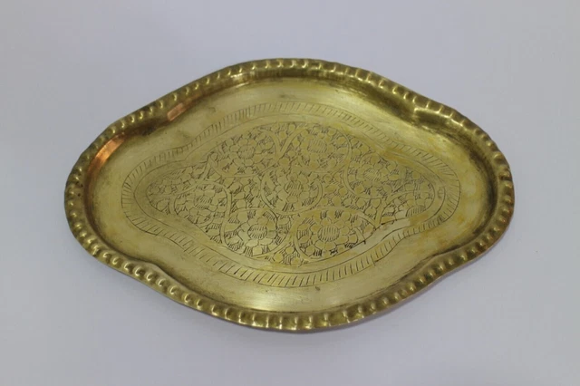 Assiette à fruits vintage en laiton : fabriquée en Angleterre, 36 cm - Art mural - France