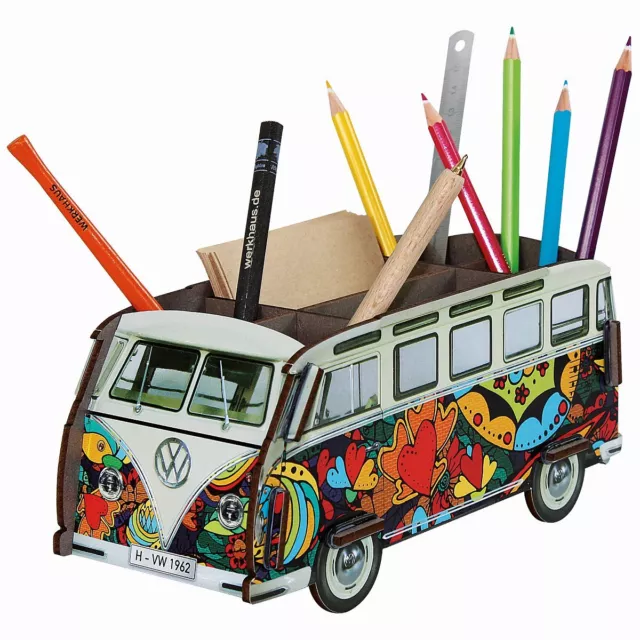 Werkhaus - Photo- Stiftebox VW Bus Bulli Herzen Stiftehalter Stifteköcher WE2088