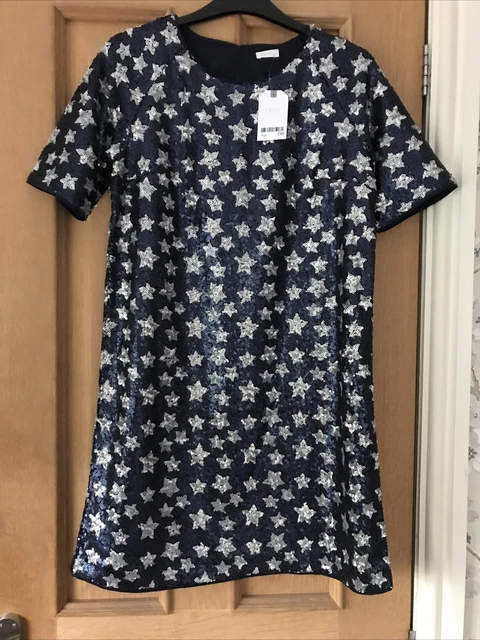 BNWT NEW NEXT Girls Navy Sequin Star Dress Party/Christmas Age 14 RRP £46
