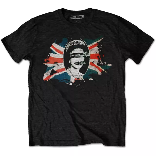 Sex Pistols God Save The Queen Union Jack Black T-Shirt NEW OFFICIAL