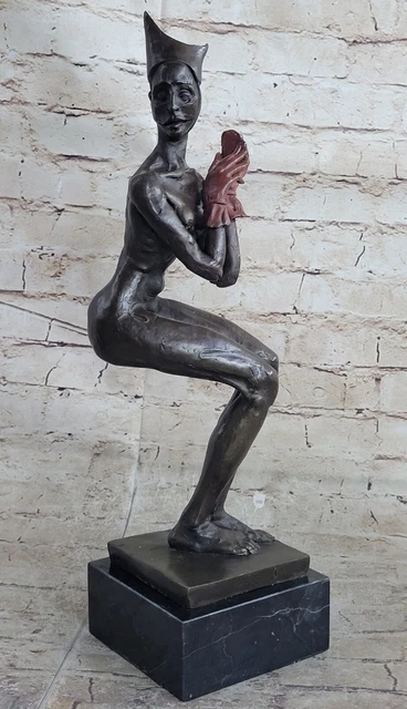 Vintage Numerados Art Déco Jester Mujer Estatua Hecho Por Lost Cera Método Metal