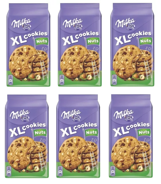 6x Milka Kekse Xl Nuts Mit Schokolade Und Haselnusstropfen 184g Cookies Biscuits