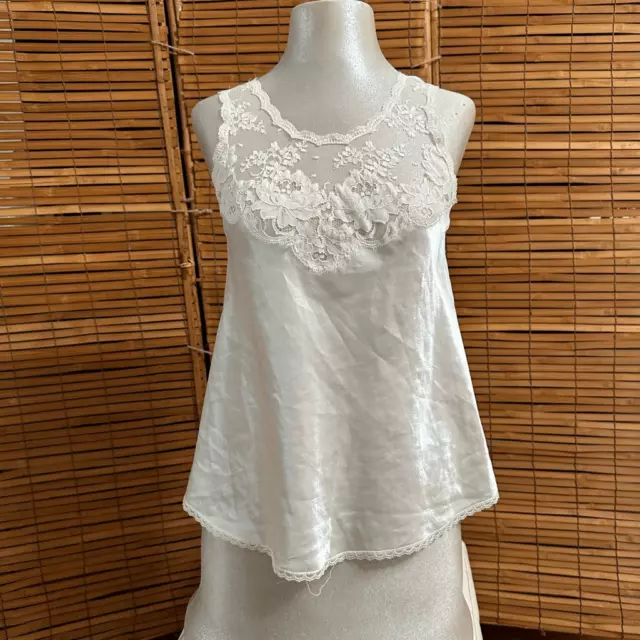 Vintage Christian Dior Womens Lace Trim Camisole Cami Top White Small (LM31)