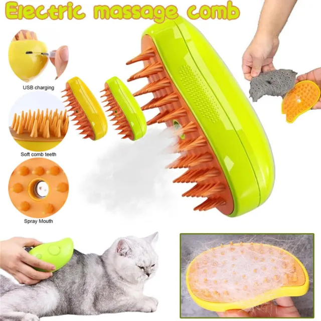 3In1 Cat Steamy Brush Self Cleaning Steam Cat Brush Cat Steamer Brush Massage