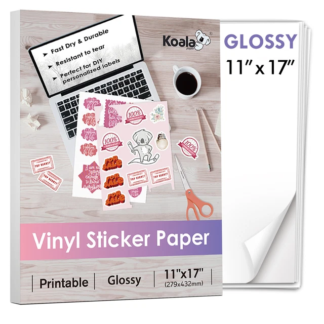 LOT KOALA PRINTABLE Vinyl Sticker Paper 11x17 Glossy Waterproof for