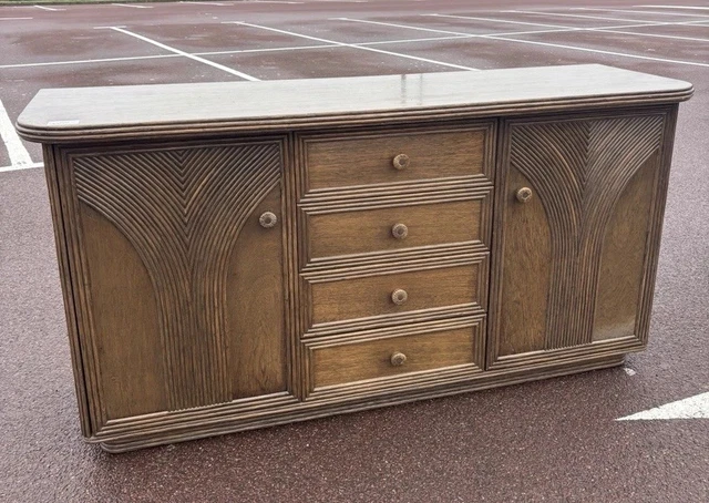 Credenza Retrò Scandinava Anni '60, Legno E Metallo, Bianco/Nero/Beige, 70x80x40 Cm