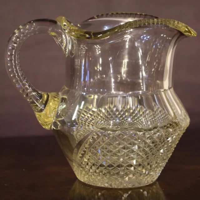 Rare antique cut glass Irish jug pitcher 1800s late Georgian Regency original