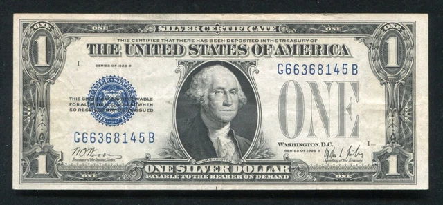 Fr. 1602 1928-B $1 One Dollar “Funnyback” Silver Certificate Extremely Fine (B)