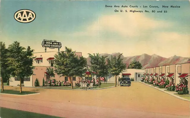 Linen Roadside Postcard Dona Ana Auto Courts Motel Las Cruces, New Mexico