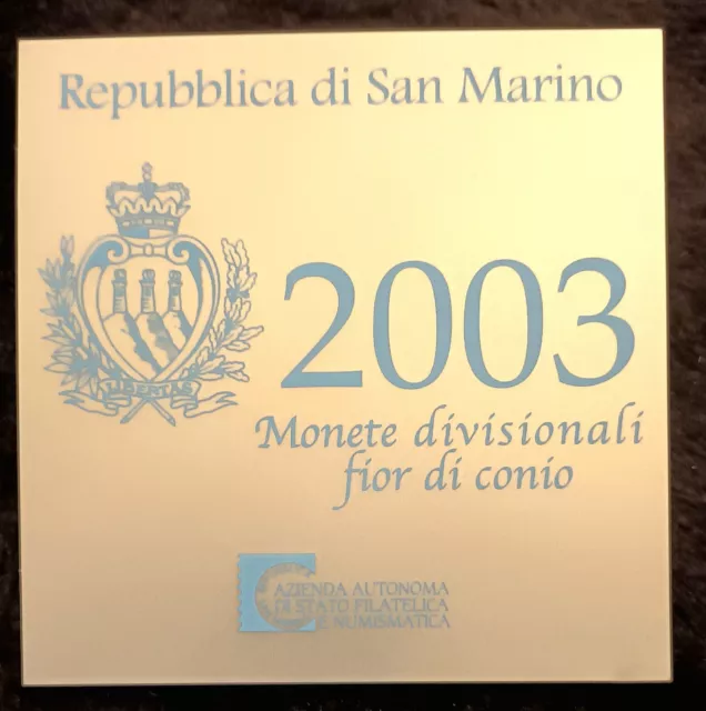 Coffret BU/Serie Divisionnaire Saint Marin 2003 ( 9 pièces de la 1 c. à la 5€ )