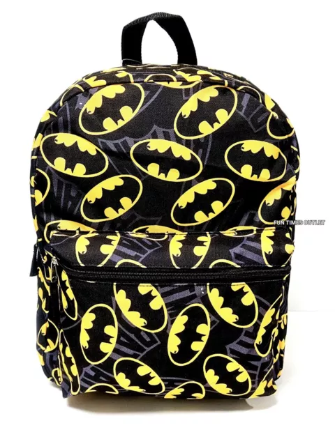 Batman Bat Symbol All Over Print 16" School Backpack Travel Book Bag Marvel New