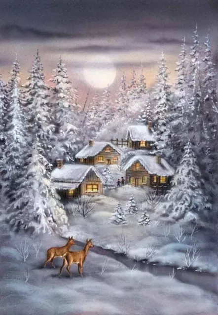 Grafitec Printed Tapestry/Needlepoint Kit – Winter Village by Atlascraft