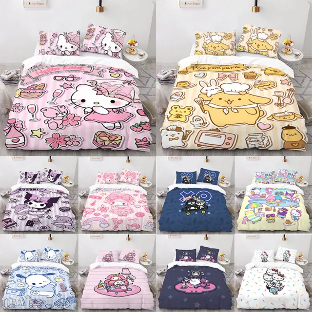 Cartoon SANRIO Bettwäsche Set Pachacco HelloKitty Kuromi Kissenbezug Deckenbezug