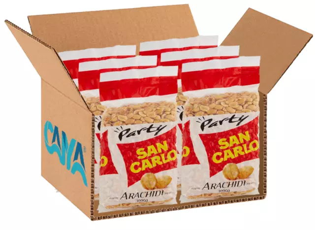 6X San Carlo Party Arachidi Dorate e Salate 1000g - Maxi Confezione