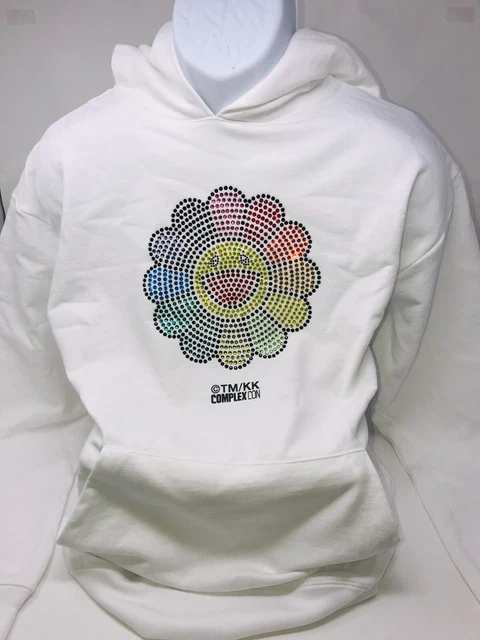 TAKASHI MURAKAMI COMPLEXCON Swarovski crystal Flower Hoodie White
