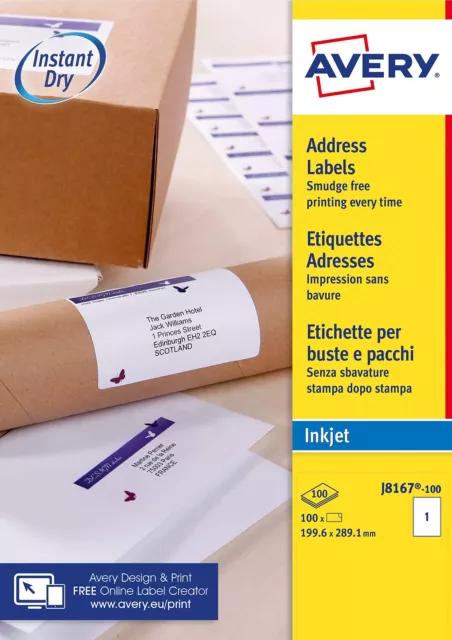 Avery Self Adhesive Parcel Shipping Labels,Inkjet Printers, 1 Label Per A4 Sheet 2