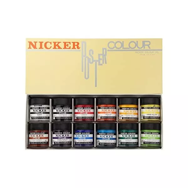 Nicker watercolor paint poster color 12 color set 20ml (No. 6