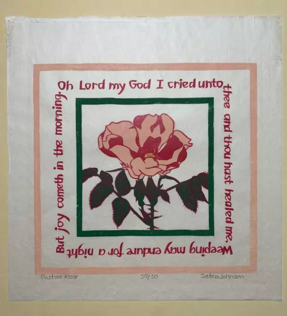 Pasture Rose Sabra Field Linocut Art Print 22/50 SIGNED