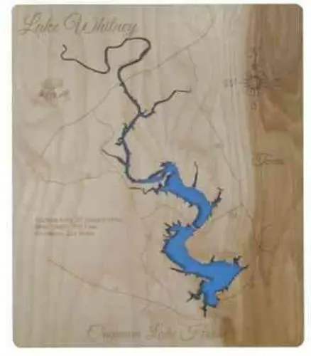 Lake Whitney, Texas - laser cut wood map | Wall Art | Made to Order