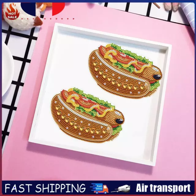 Round+Special Shape Diamond Art Fridge Magnets Sticker (Hot Dog Hamburger #3) FR