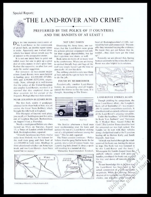 1964 Land Rover SUV photo Preferred By Police of 37 Countries vintage print ad