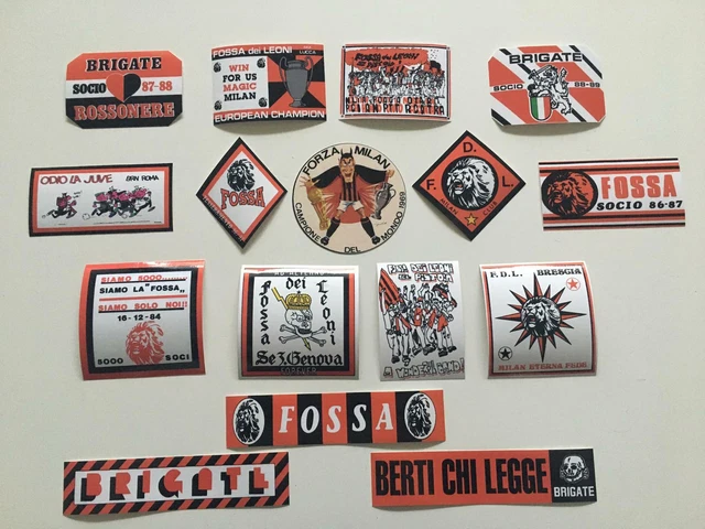 10 Stickers Milan AC - Autocollants Ultras - Vintage