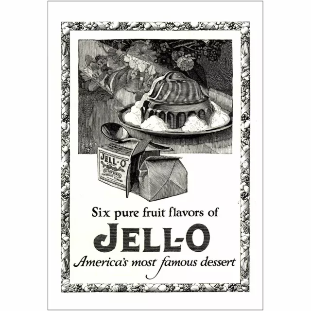 1924 Jello: Six Pure Fruit Flavors Vintage Print Ad