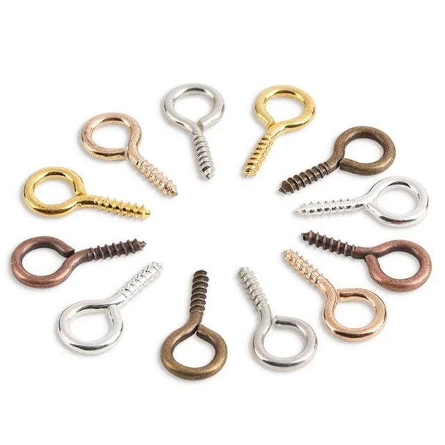 200 piezas Pequeños Mini Alfileres para Ojos Ganchos Ojales Tornillos Hilos Hágalo Usted Mismo Fabricación de Joyería
