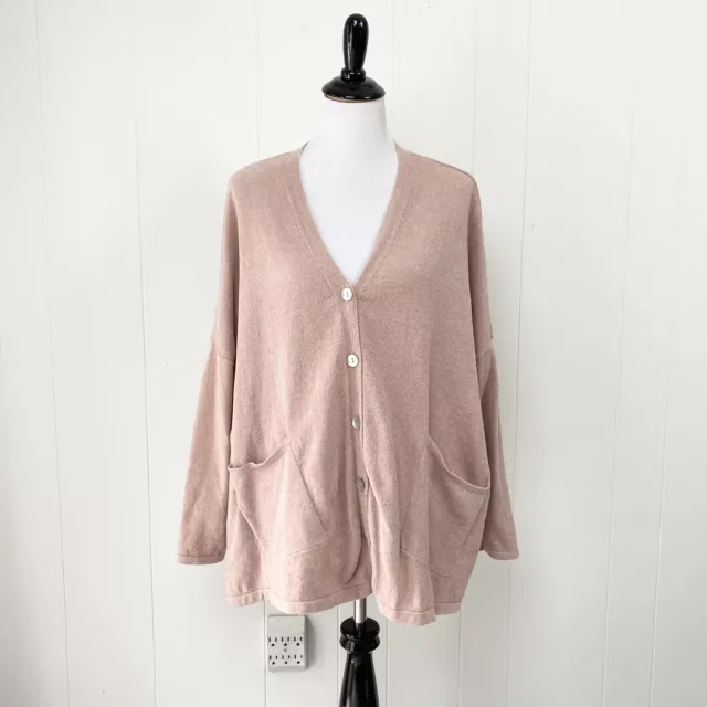 Wynne Lounge Button Front Cardigan Dusty Rose Oversized Fit Size P