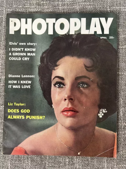 Photoplay April 1960 Magazine Elizabeth Taylor Elvis Presley Dianne Lennon