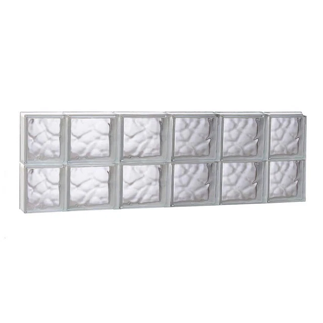 Clearly Glass Block Window 42.5"x15.5" Break-Resistant Frameless Wave Pattern