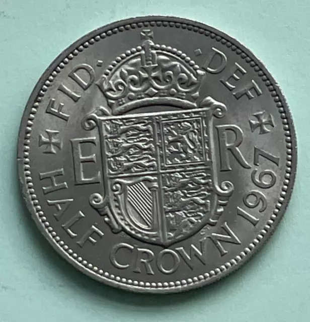 1967 Queen Elizabeth II Uncirculated Half Crown Coin