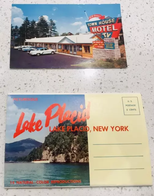 Vintage Postcards Adirondack Mountains Lake Placid New York & Bill Hovey's Motel