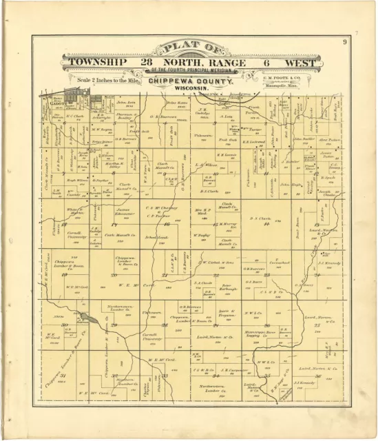 1888 atlas CHIPPEWA COUNTY WISCONSIN maps plat old GENEALOGY history DVD P77