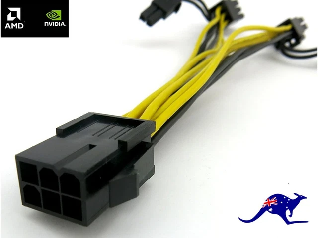 PCIe 6 Pin Female to Dual 8 Pin (6 + 2) PCIe Male Power Splitter Adaptor Cable