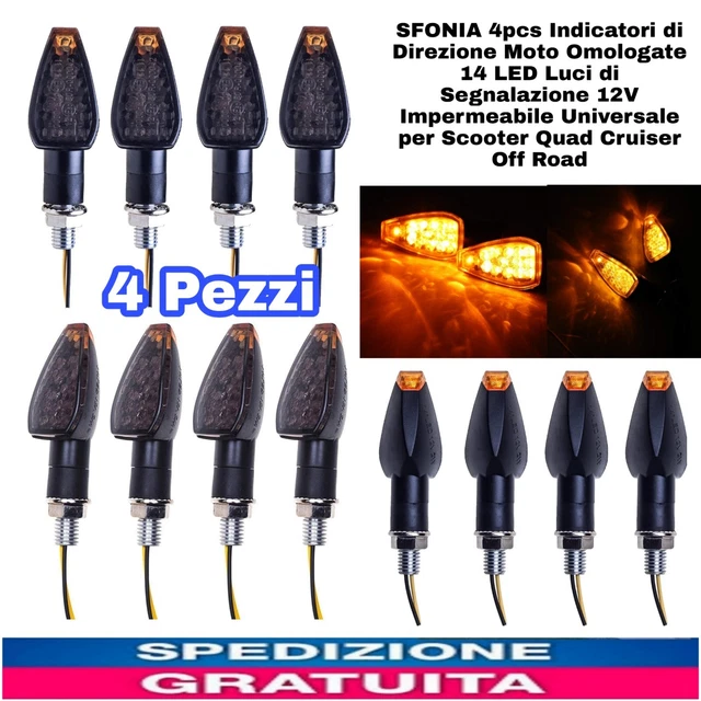 SFONIA 4 Pezzi Indicatori Di Direzione LED Per Moto | Frecce Impermeabili IP68, 12V, Universali Per Scooter, Quad, Cruiser - 2