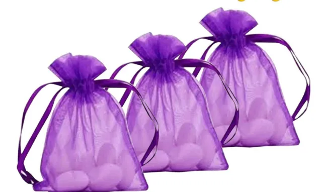 Organza Bags: Jewelry-Candy-Gift-Xmas-Party-Wedding Favour-Luxury Pouch (Purple)