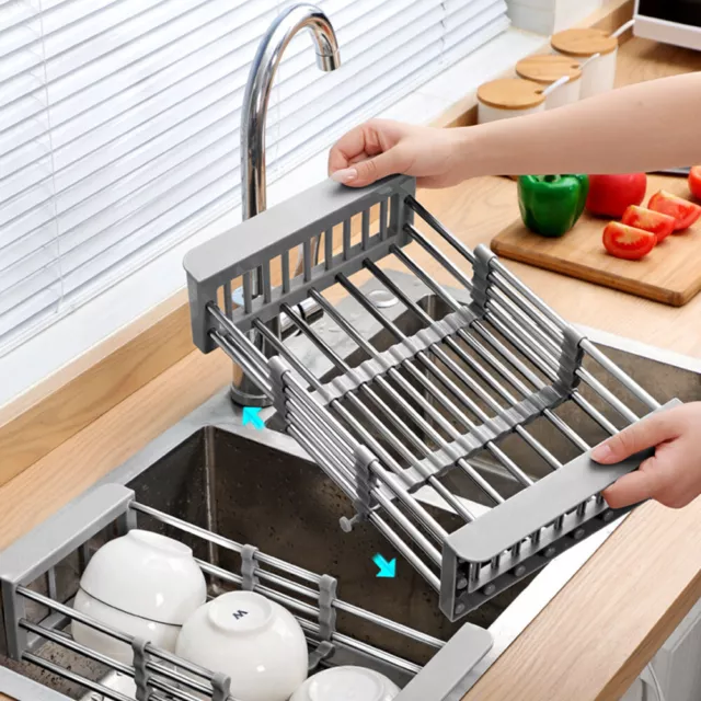 Merrwon Erweiterbares Abtropfgestell, Verstellbarer Geschirrkorb, Rostfrei 304 E