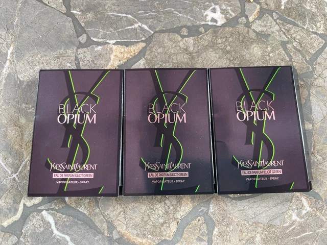 3 x YSL Black Opium ILLICIT GREEN Eau de Parfum AUTHENTIC 1.2mL SAMPLE SPRAY