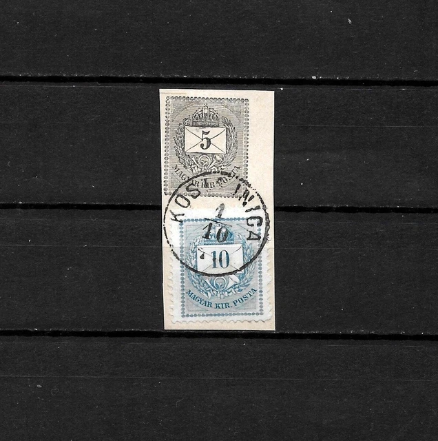 Hungary 10 kr 1874 iss stp on 5kr 1874 stat parcel card sheet CENTRAL KOSTAJNICA