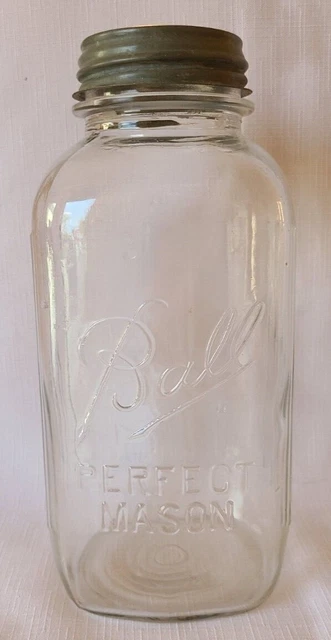 Vintage Ball Perfect Mason Clear 1/2 G. with 12 Raised  Lines.