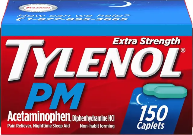 Tylenol PM Extra Strength Pain Reliever & Sleep Aid Caplets, 500 mg...