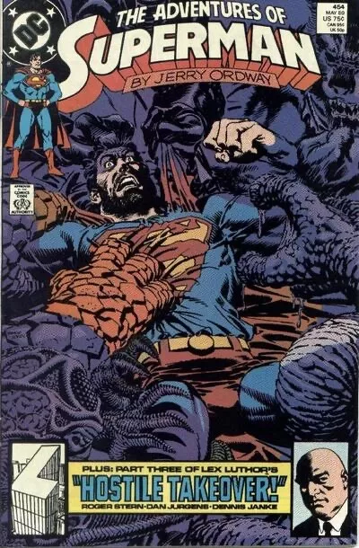 ADVENTURES OF SUPERMAN #454 F/VF, Direct DC Comics 1989 Stock Image