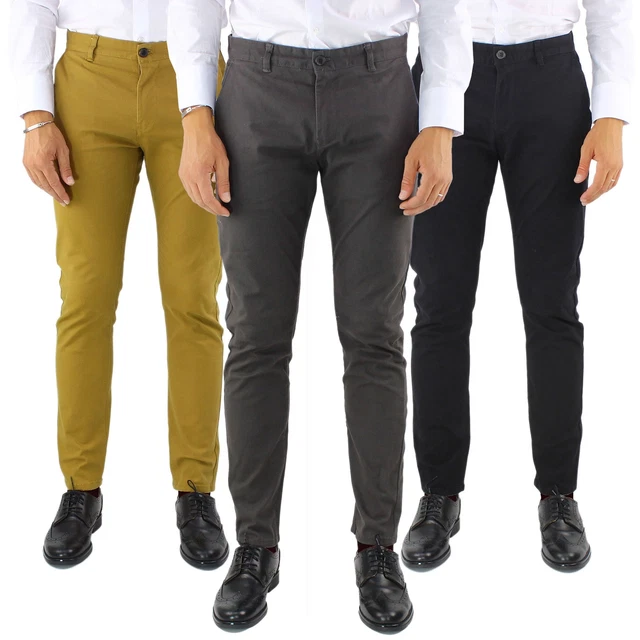 Pantaloni Uomo Invernali in Cotone Caldo Chino Slim Fit Pantalone Elegante