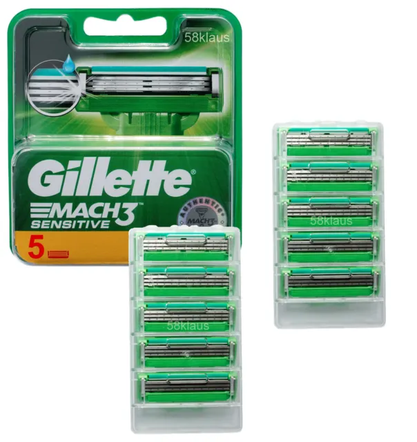 10 Gillette Mach3 Sensitive Rasierklingen im tKh / 2x 5er Klingen ohne Verpack