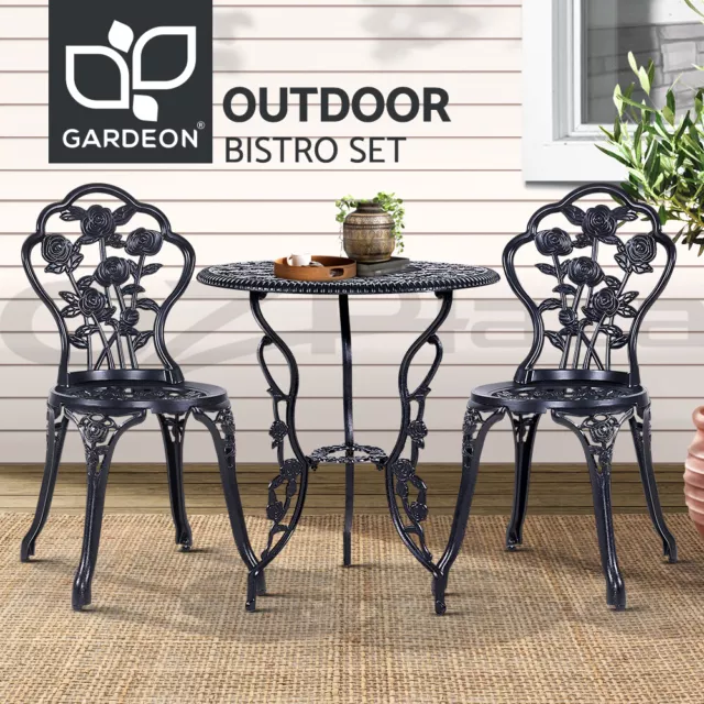 Gardeon 3 Piece Outdoor Setting Chairs Table Bistro Set Cast Aluminum Patio Rose