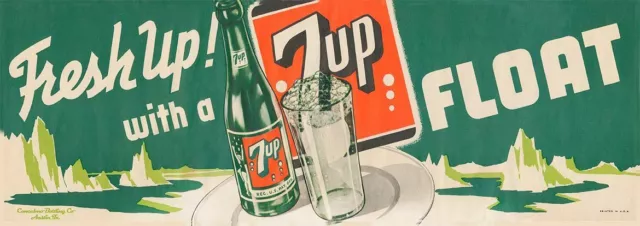 Fresh Up! With A 7Up Float 16" Heavy Duty Usa Made Metal Soda Advertising Sign