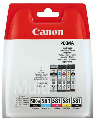 Genuine Canon PGI-580XL/CLI-581 Multipack PGBK/C/M/Y/BK Ink Cartridge for TR8550