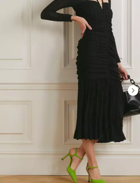 GANNI black ruched cloche op dress £325 size uk10 NEW with tags