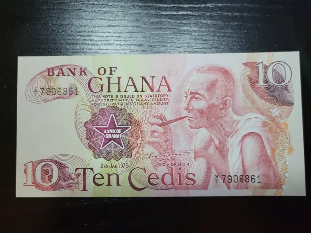 🇬🇭 Ghana 10 cedis 2 Jan 1978  P-16f  UNC Currency Banknote 070221-14